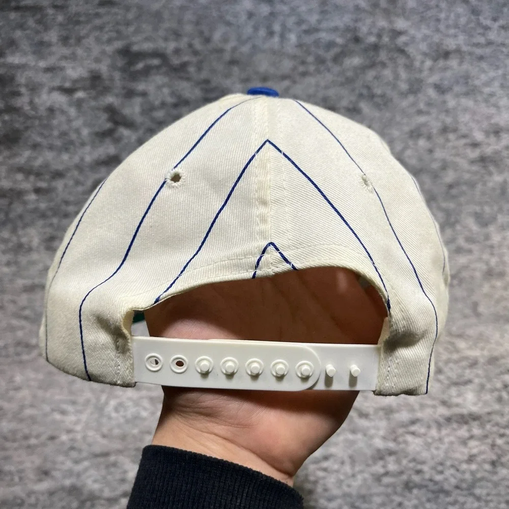 Vintage Air Force Reserve Snapback Hat 90s Pinstripe White Blue Adjustable Cap‎